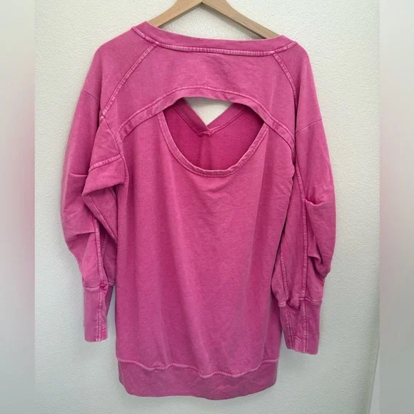 Anthropologie Daily Practice Long Sleeve Batwing Sweatshirt Dress Pink Medium - Picture 6 of 10